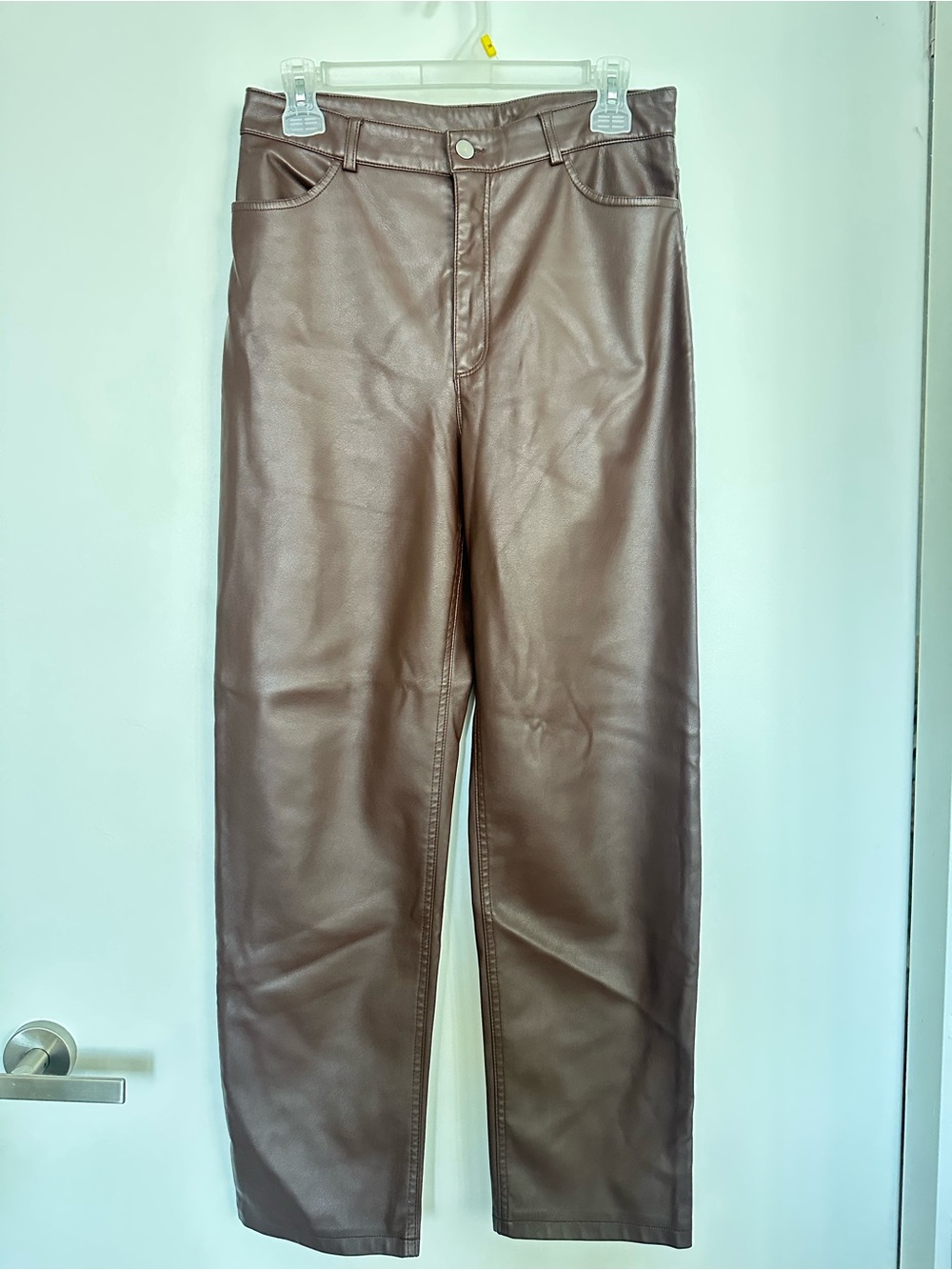 Dynamite Faux Leather Straight-Leg Pants Brown Size 8